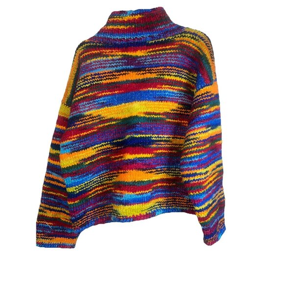 The Sweater Venture Hand Knit Striped Cardigan jacket sweater Women’s Size Large - Picture 6 of 9